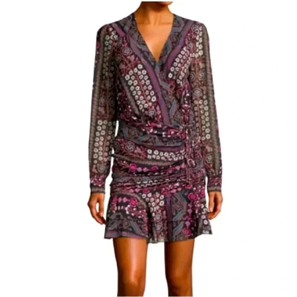 Veronica Beard Edison ruffled printed mini dress - Picture 1 of 9